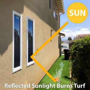 Reflected Sunlight Burns Artificial Turf