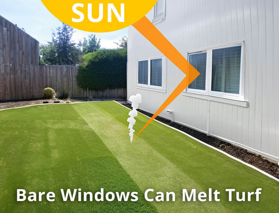 Turf Melt Caused by Bare Window Reflection