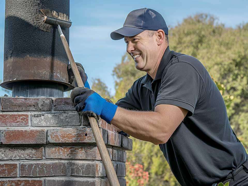 Professional Chimney Sweep performing a chimney cleaning