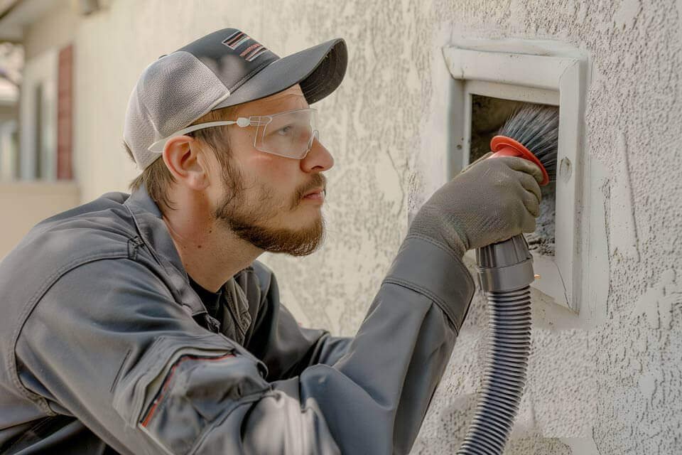 Professional Dryer-Vent Cleaner with a Vacuum Brush Attachment