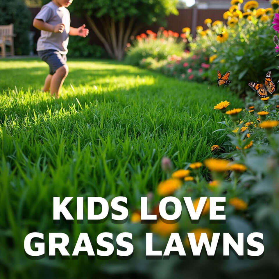 Kids Love Grass Lawns