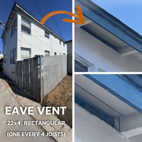 Eave Vent - One 22x4 Recessed Vent - 1 per four joists