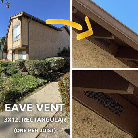 Eave Vent - One 3x12 Rectangular Vent per Joist