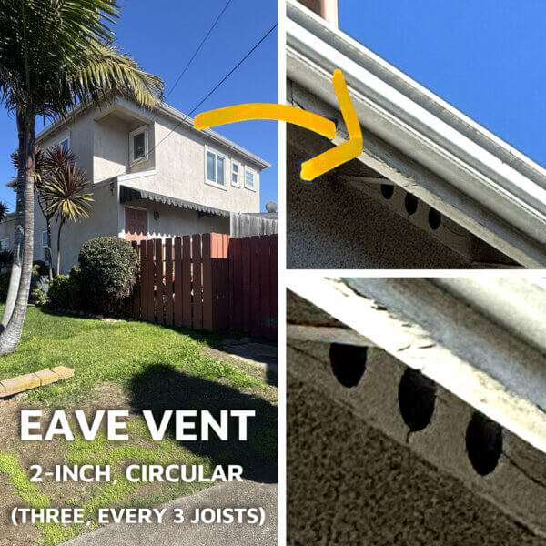 Eave Vent - Three 2" Circular Vents per 3 Joists