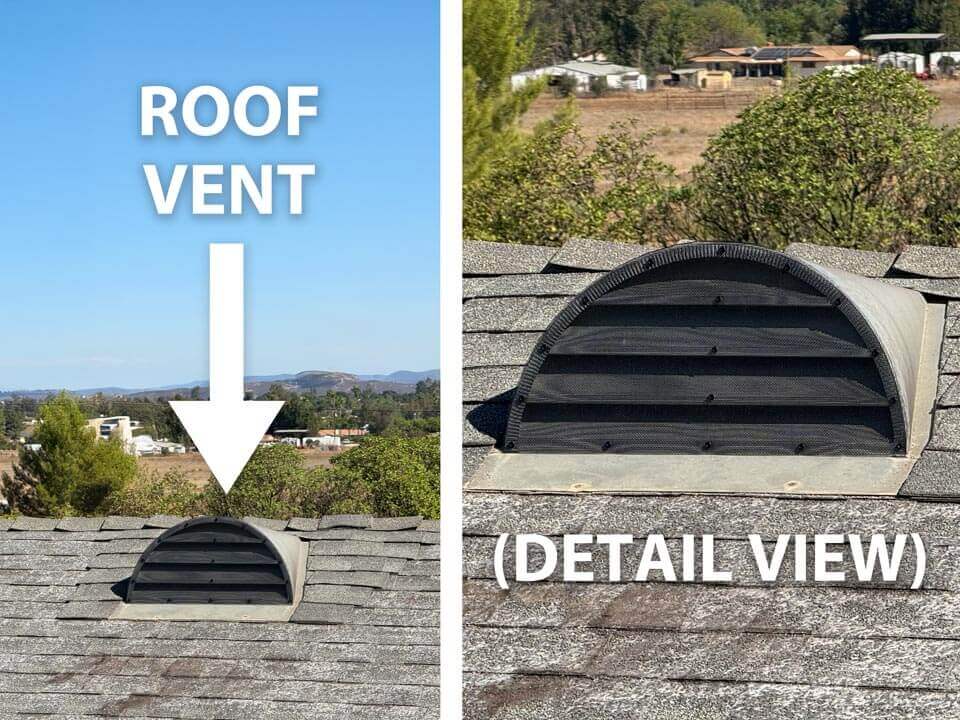 Roof vent protected with ember mesh