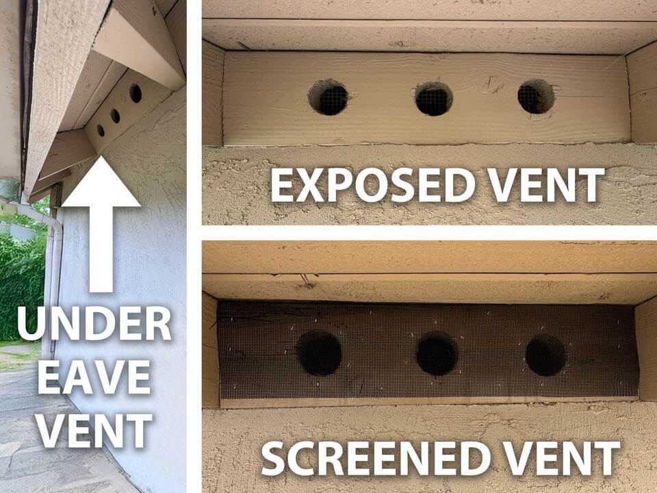 Examples of under-eave vents that benefit from ember mesh screens